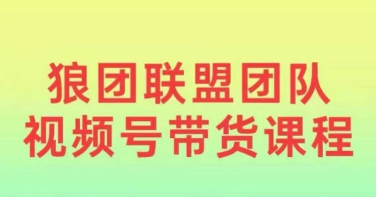 狼团联盟2024视频号带货，0基础小白快速入局视频号-网络创业副业兼职学习网