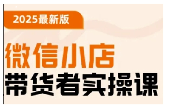 2025最新版微信小店带货者实操课，基础操作到高级运营技巧，快速上手-网络创业副业兼职学习网