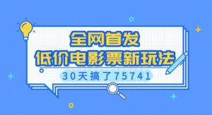 全网首发,低价电影票新玩法,已有人30天搞了75741【揭秘】-网络创业副业兼职学习网
