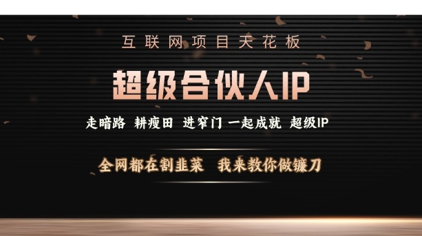 互联网项目天花板，超级合伙人IP，全网都在割韭菜，我来教你做镰刀【仅揭秘】-网络创业副业兼职学习网