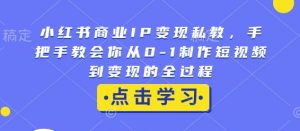 小红书商业IP变现私教,手把手教会你从0-1制作短视频到变现的全过程-网络创业副业兼职学习网