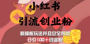 小红书引流创业粉,新模板玩法并且安全导流,日引100+创业粉-网络创业副业兼职学习网