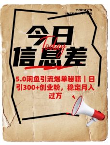5.0闲鱼引流爆单秘籍,日引300+创业粉,稳定月入过W-网络创业副业兼职学习网