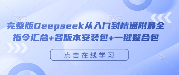 完整版Deepseek从入门到精通附最全指令汇总+各版本安装包+一键整合包-网络创业副业兼职学习网