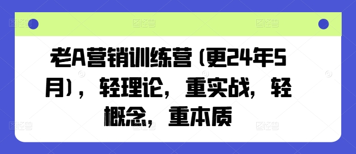 老A营销训练营(更25年3月)，轻理论，重实战，轻概念，重本质-网络创业副业兼职学习网