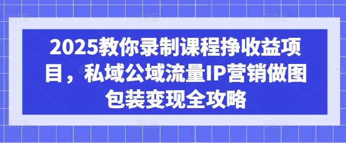 2025教你录制课程挣收益项目，私域公域流量IP营销做图包装变现全攻略-网络创业副业兼职学习网