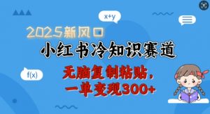 2025新风口,小红书冷知识赛道,无脑复制粘贴,一单变现300+-网络创业副业兼职学习网