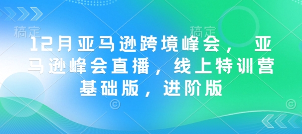 12月亚马逊跨境峰会， 亚马逊峰会直播，线上特训营基础版，进阶版-网络创业副业兼职学习网