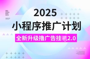 2025小程序推广计划,撸广告挂JI3.0玩法,日均5张【揭秘】-网络创业副业兼职学习网