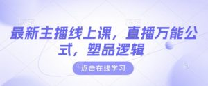 最新主播线上课，直播万能公式，塑品逻辑-网络创业副业兼职学习网